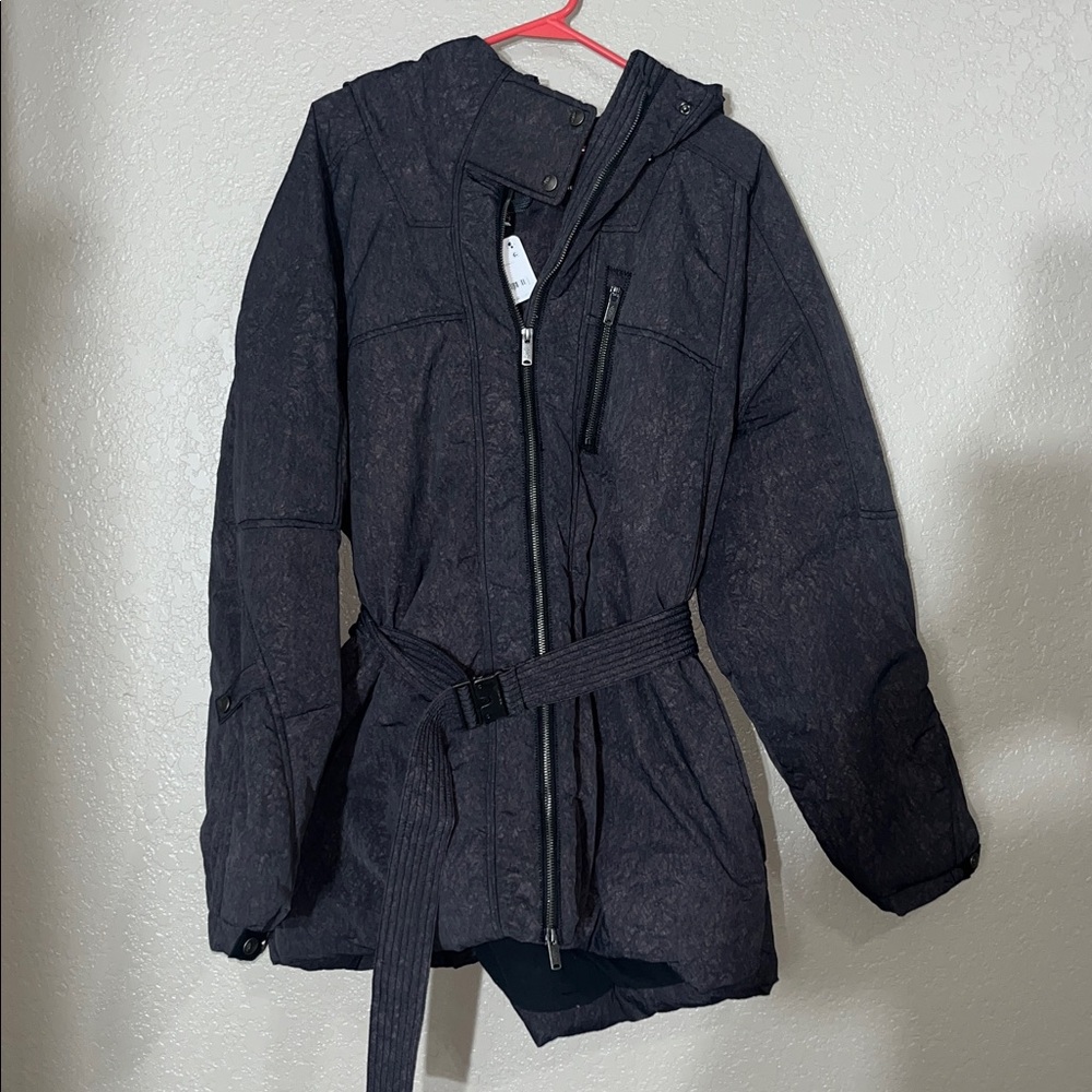 Free people Black Hooded Belted coat